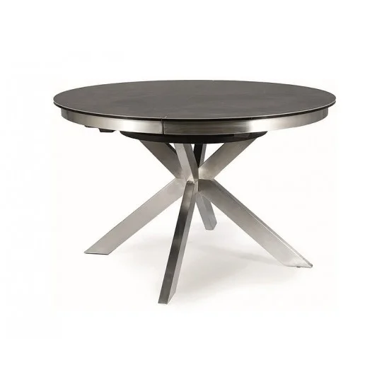 Стіл обідній розкладний PORTO CERAMIC 120(160)*120 тем.сірий ефект мармуру/сталь щіткована PORTOCCSS120 1