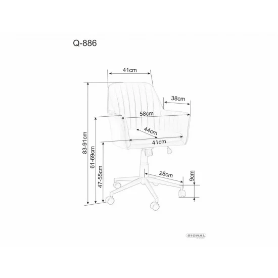 Кресло поворотное офисное Q-886 VELVET светло-серое BL.03 OBRQ886VJSZ 4
