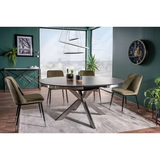 Стіл обідній розкладний PORTO CERAMIC 120(160)*120 тем.сірий ефект мармуру/сталь щіткована PORTOCCSS120 8