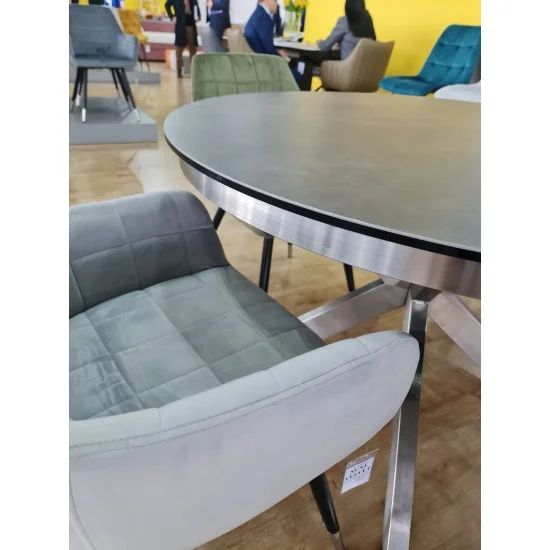 Стіл обідній розкладний PORTO CERAMIC 120(160)*120 тем.сірий ефект мармуру/сталь щіткована PORTOCCSS120 3