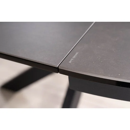 Стол обеденный раскладной PORTO CERAMIC 120(160)*120 тем.серый эффект мрамора/черный мат PORTOCC120 2