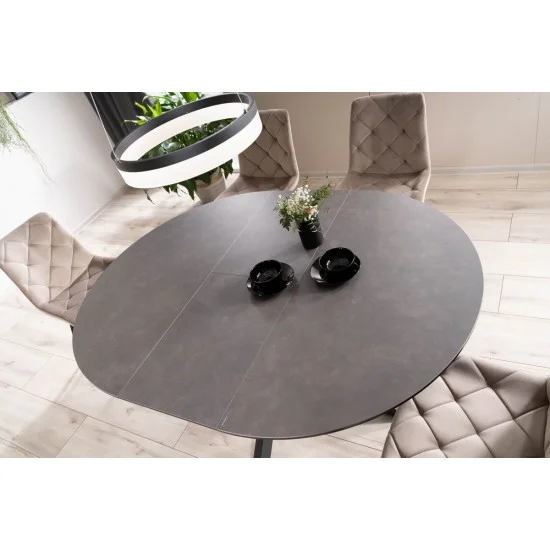 Стол обеденный раскладной PORTO CERAMIC 120(160)*120 тем.серый эффект мрамора/черный мат PORTOCC120 4