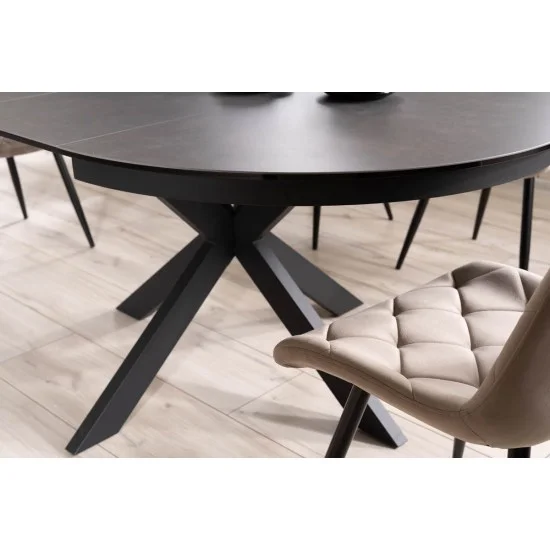 Стол обеденный раскладной PORTO CERAMIC 120(160)*120 тем.серый эффект мрамора/черный мат PORTOCC120 3