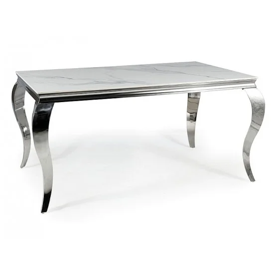 Стол обеденный PRINCE CERAMIC 150*90 белый CALACATTA/хром PRINCEBCH150 1