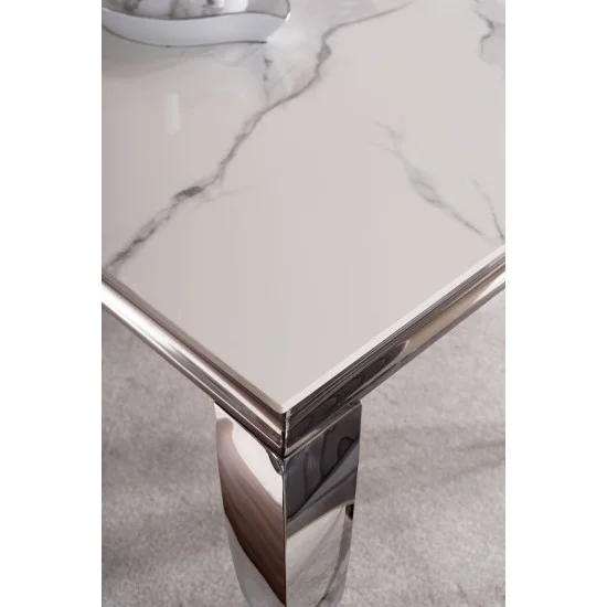 Стол обеденный PRINCE CERAMIC 150*90 белый CALACATTA/хром PRINCEBCH150 4