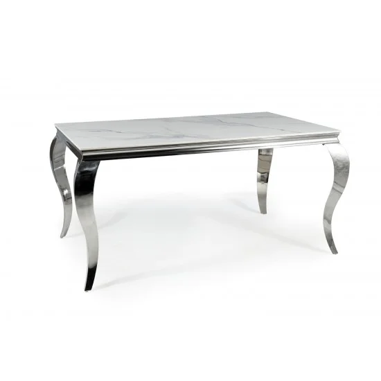 Стол обеденный PRINCE CERAMIC 150*90 белый CALACATTA/хром PRINCEBCH150 5