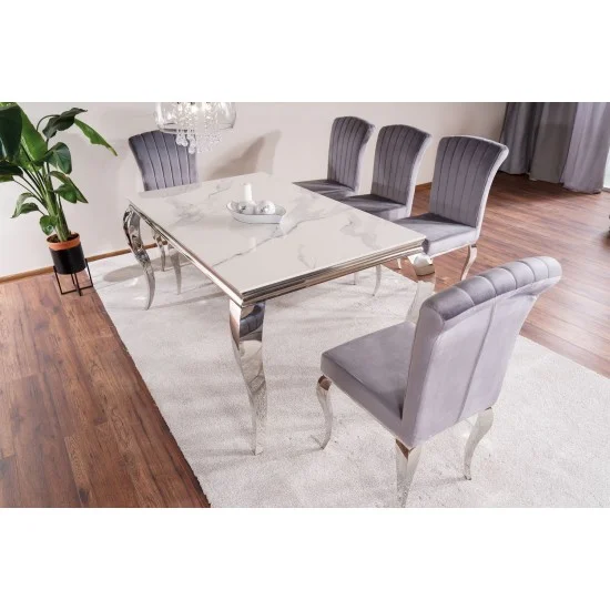 Стол обеденный PRINCE CERAMIC 150*90 белый CALACATTA/хром PRINCEBCH150 3