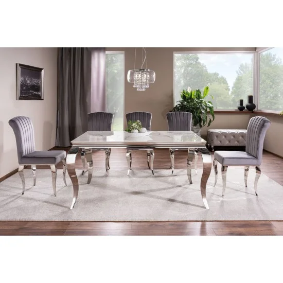 Стол обеденный PRINCE CERAMIC 150*90 белый CALACATTA/хром PRINCEBCH150 2