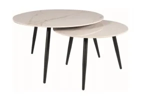 Журнальний столик KORA D білий D.80 D.60/ чорний мат (комплект) KORADBC