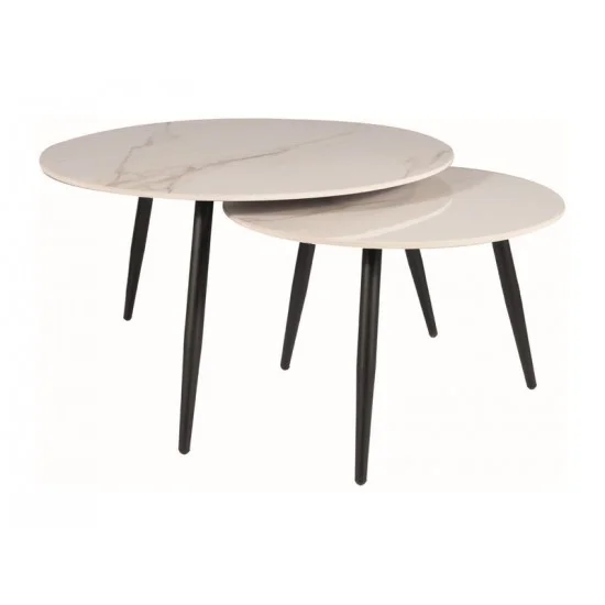 Журнальний столик KORA D білий D.80 D.60/ чорний мат (комплект) KORADBC 1