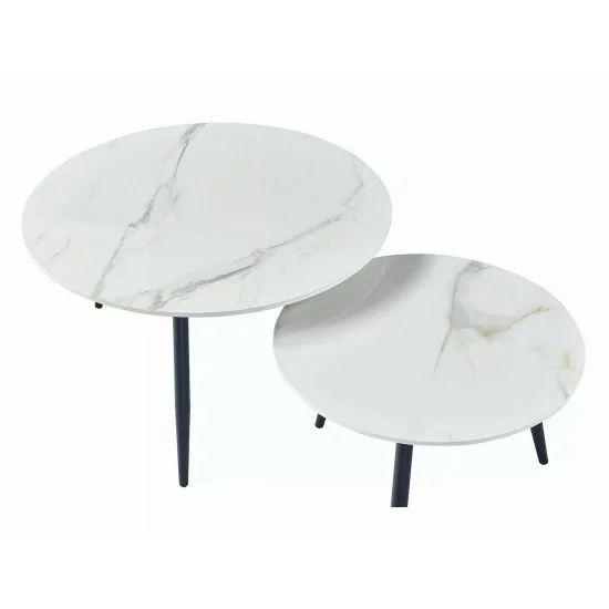 Журнальний столик KORA D білий D.80 D.60/ чорний мат (комплект) KORADBC 6