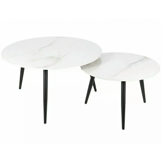 Журнальний столик KORA D білий D.80 D.60/ чорний мат (комплект) KORADBC 7