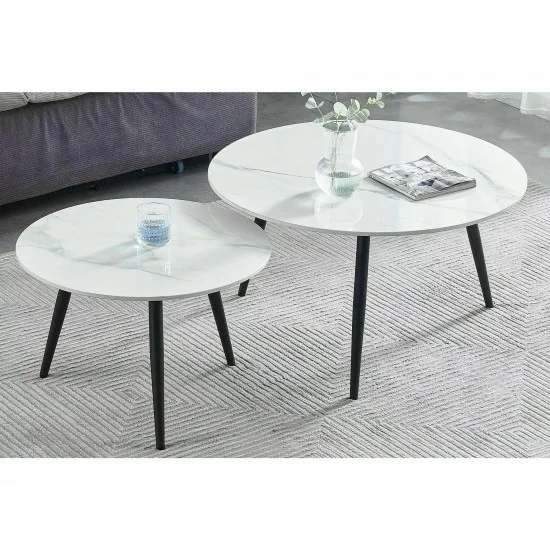 Журнальний столик KORA D білий D.80 D.60/ чорний мат (комплект) KORADBC 8