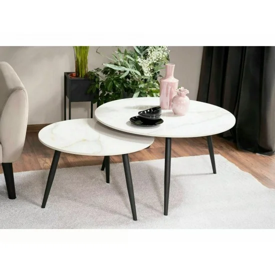 Журнальний столик KORA D білий D.80 D.60/ чорний мат (комплект) KORADBC 9