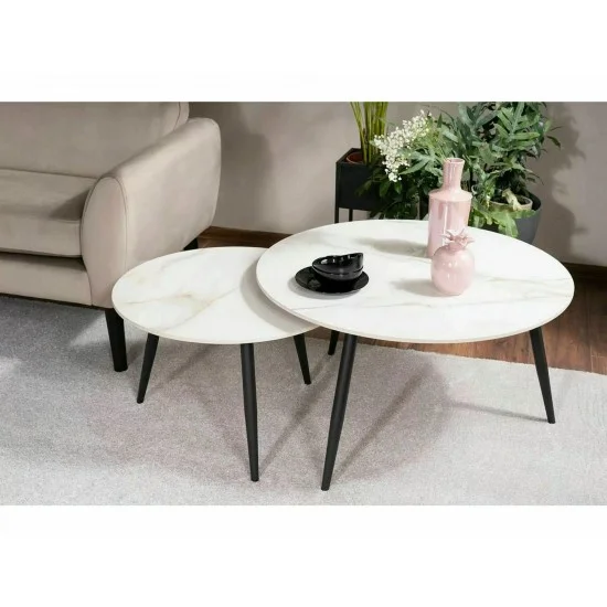 Журнальний столик KORA D білий D.80 D.60/ чорний мат (комплект) KORADBC 10