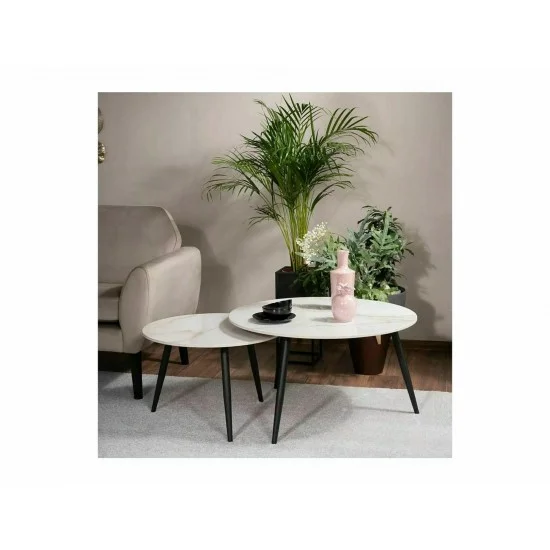 Журнальний столик KORA D білий D.80 D.60/ чорний мат (комплект) KORADBC 11