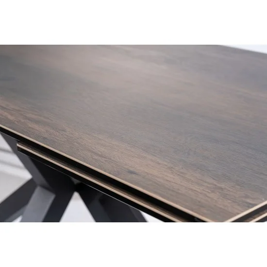 Стол обеденный раскладной COLUMBUS CERAMIC 160(240)*90 коричневый эффект дерева/черный COLUMBUSCBRC160 2