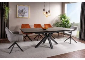 Стол обеденный раскладной COLUMBUS CERAMIC 160(240)*90 коричневый эффект дерева/черный COLUMBUSCBRC160