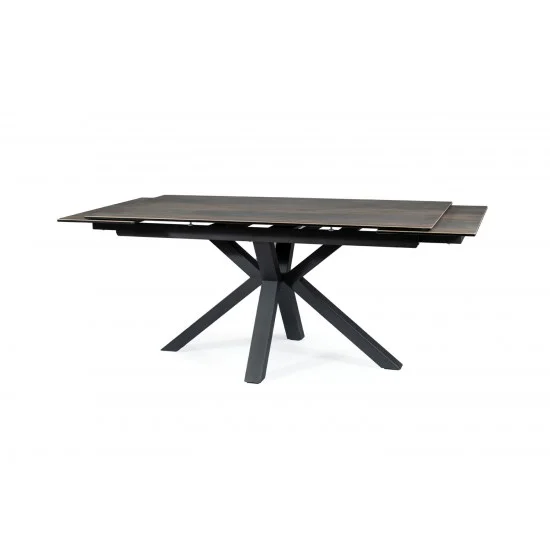 Стол обеденный раскладной COLUMBUS CERAMIC 160(240)*90 коричневый эффект дерева/черный COLUMBUSCBRC160 8