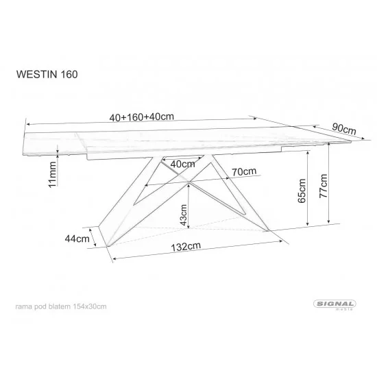 Стіл обідній розкладний WESTIN CERAMIC 160(240)*90 коричневий ефект дерева/чорний мат WESTINBRC160 8