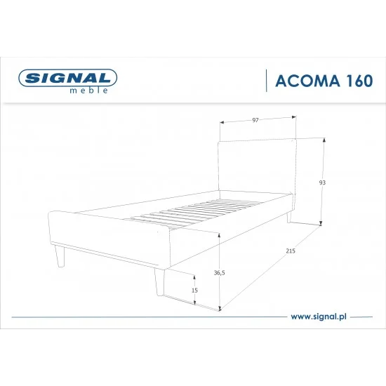 Односпальне ліжко Acoma 90X200 Сірий ACOMA90SZD 3