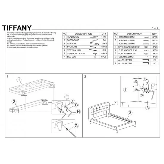 Односпальная кровать Tiffany 90X200 Серый TIFFANY90SZ 6