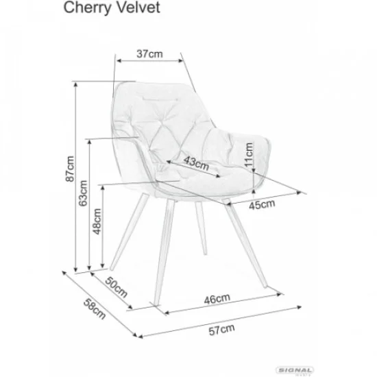 Крісло Cherry Velvet Сірий / Чорний CHERRYVCSZ 5
