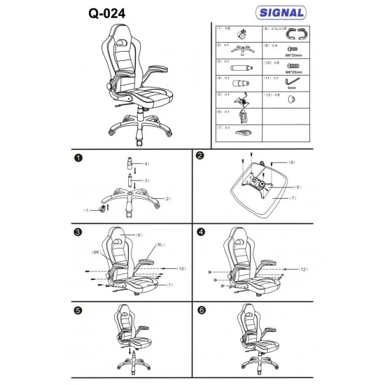 Компьютерное кресло поворотное Q-024 Черно-белый OBRQ024 5