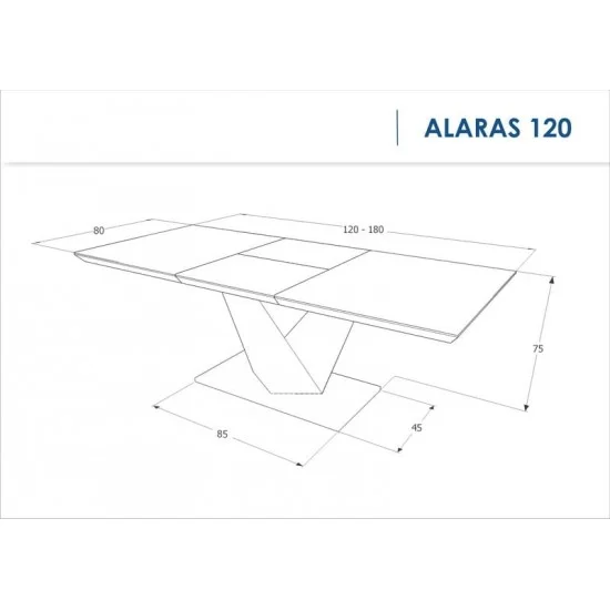 Стол обеденный раскладной Alaras II 120(180)х80 Черный эфект каменя / Белый ALARAS2C120 3