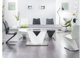 Стол обеденный раскладной Alaras II 120(180)х80 Черный эфект каменя / Белый ALARAS2C120