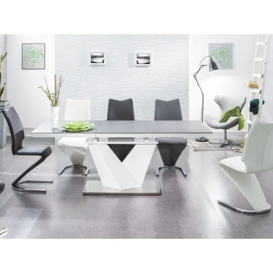 Стол обеденный раскладной Alaras II 120(180)х80 Черный эфект каменя / Белый ALARAS2C120 1