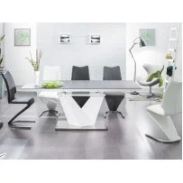 Стол обеденный раскладной Alaras II Черный эфект каменя / Белый 160(220)x90 ALARAS2SZ160