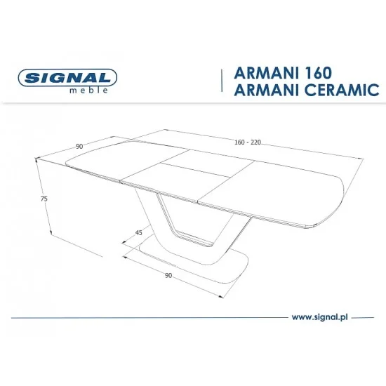 Стол обеденный раскладной Armani 160(220)X90 Белый ARMANIBB 13
