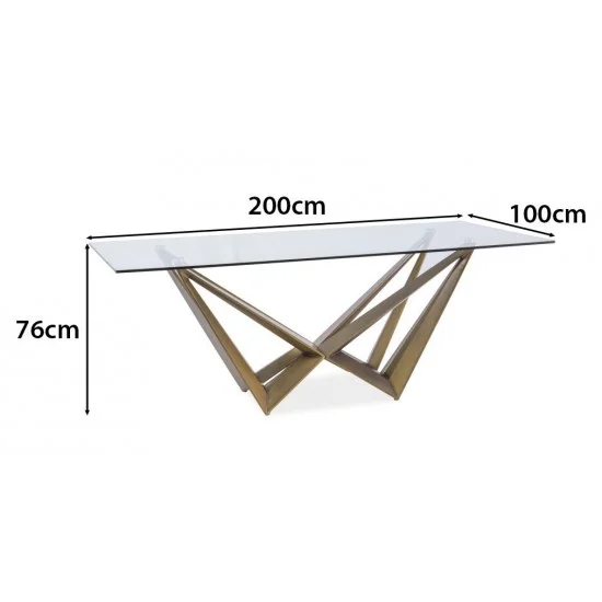 Стол обеденный Aston 100х200 см Прозрачный / Медь ASTON200 2
