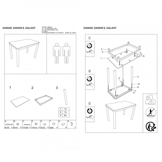 Стол обеденный Damar ll 100 х 60 см Белый / Хром DAMAR2BCH100 2
