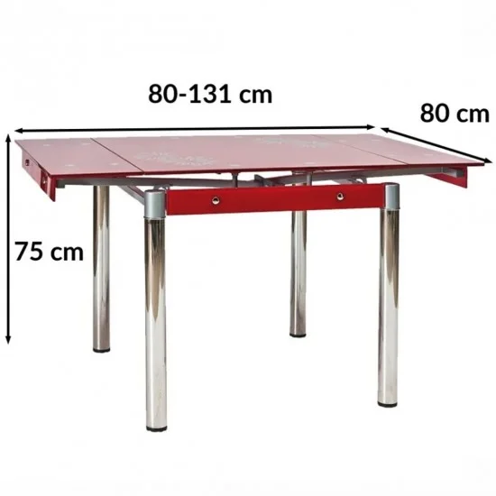 Стол обеденный раскладной GD-082 80(131)x80 Красный GD082CZ 3