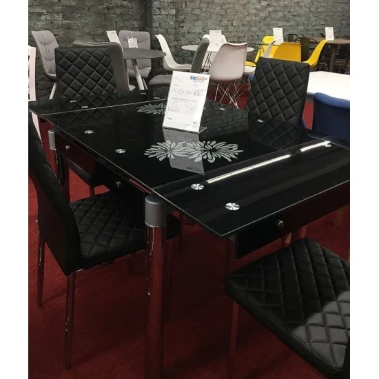 Стол обеденный раскладной GD-082 80(131)x80 Черный GD082C 3