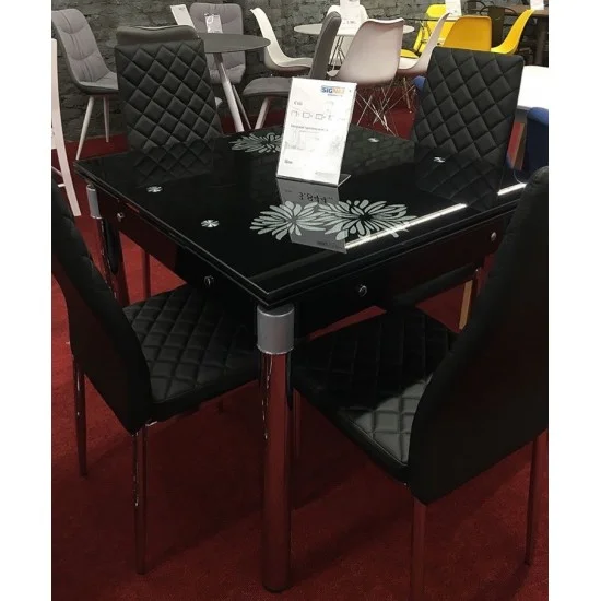 Стол обеденный раскладной GD-082 80(131)x80 Черный GD082C 2