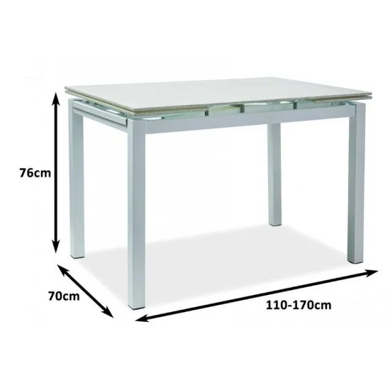 Стіл обідній Turin (110-170) х74 Білий ефект каменя / Білий TURINB110 2