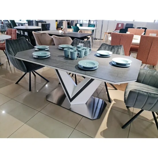 Стол обеденный раскладной Valerio Ceramic 160(220)X90 Серый / Белый VALERIOSZB 8