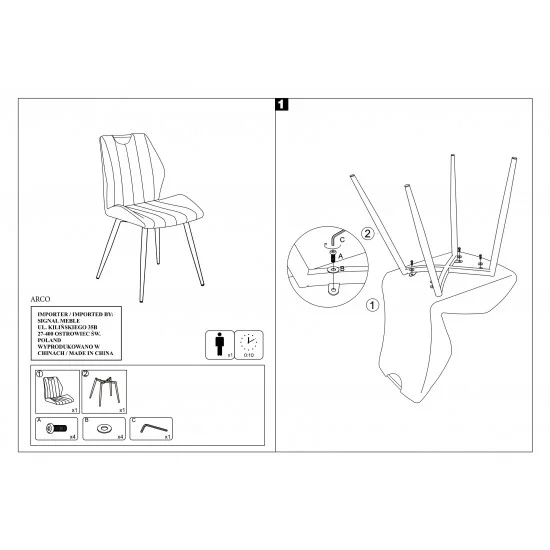 Стілець Arco Сірий / Чорний ARCOCSZ 3