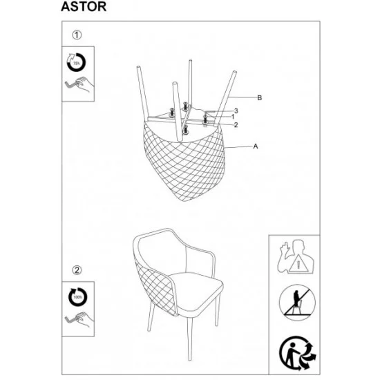 Стул Astor Velvet Серый / Черный ASTORVCSZ 9