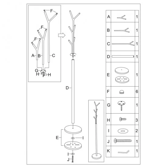 Вішалка на підлогу Leta 174 см Білий LETA 3
