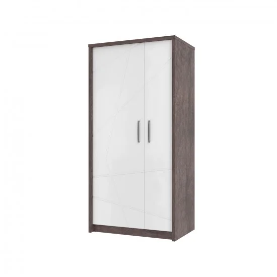 Virgo A Шкаф 2Д 93х190 см Дуб ансберг темный + ультра белый металлик 1