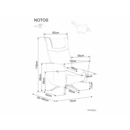 Кресло NOTOS искусственная кожа Серый TAP. 217 NOTOSSSSZ 9