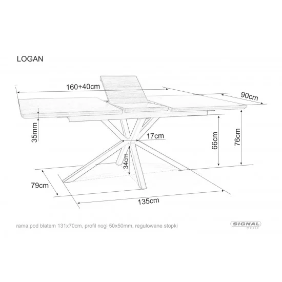Стіл обідній розкладний LOGAN Горіх / Чорний 160(200)X90 LOGANORC160 6