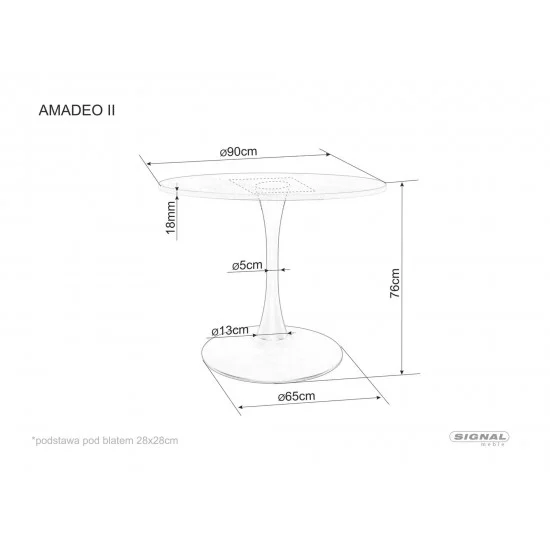 Стіл AMADEO II Горіх / Чорний матовий діаметр 90 AMADEOIIORCFI90 3