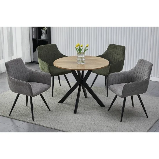 Стіл обідній TALIA II Дуб / Чорний матовий діаметр 90 TALIAIIDCFI90 4