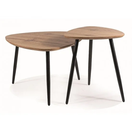 Журнальний столик подвійна Дуб артизан / Чорний (комплект) TWINDAC 1