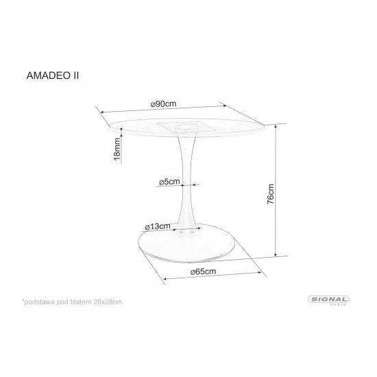 Стол AMADEO II Дуб / Черный матовый диаметр 90 AMADEOIIDCFI90 3